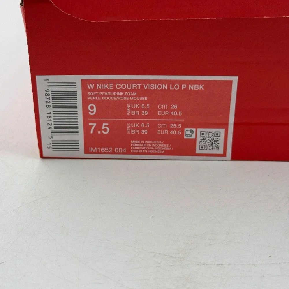 Nike Court Vision Lo P NBK Shoes Womens Size 9 Soft Pearl Pink Foam IM1652 004